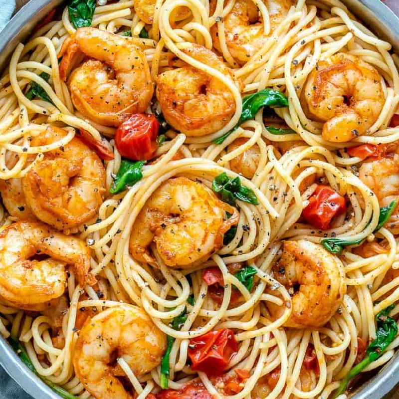 Spaghettis con camarones / spaghettis with shrimp - Juana & Gloria
